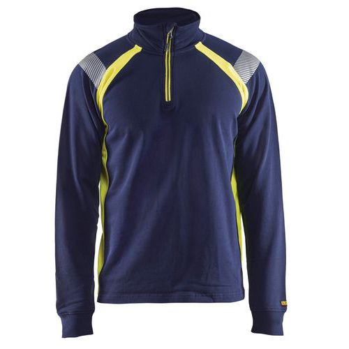 Sweat Col Camionneur Marine/jaune Fluorescent Taille Xl