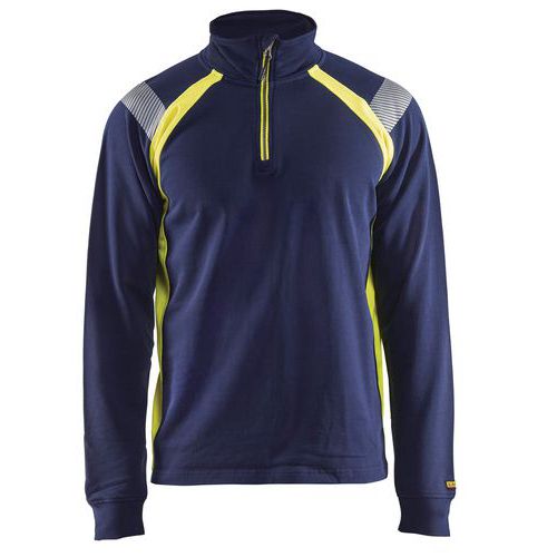 Sweat Col Camionneur Marine/jaune Fluorescent Taille Xs