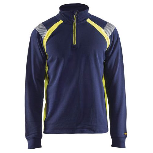 Sweat Col Camionneur Marine/jaune Fluorescent Taille Xxl