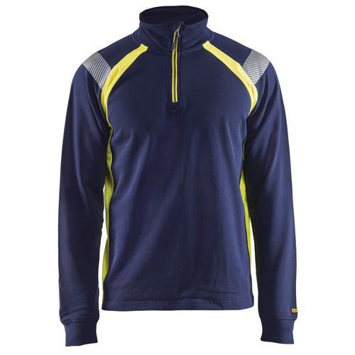 Sweat Col Camionneur Marine/jaune Fluorescent Taille Xxxl