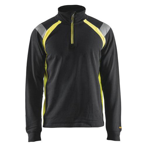 Sweat Col Camionneur Noir/jaune Fluorescent Taille 4xl