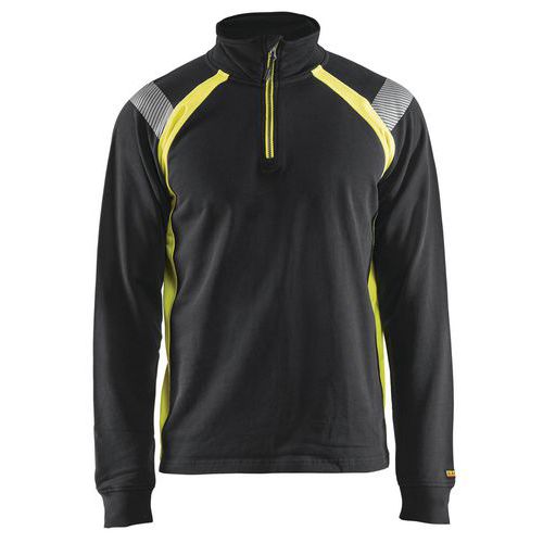 Sweat Col Camionneur Noir/jaune Fluorescent Taille L