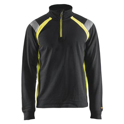 Sweat Col Camionneur Noir/jaune Fluorescent Taille M