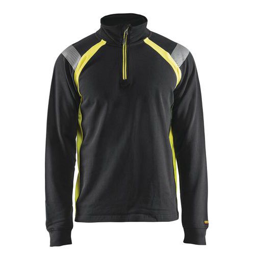 Sweat Col Camionneur Noir/jaune Fluorescent Taille S