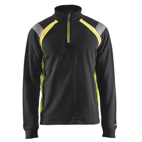 Sweat Col Camionneur Noir/jaune Fluorescent Taille Xl