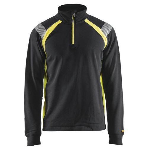 Sweat Col Camionneur Noir/jaune Fluorescent Taille Xs
