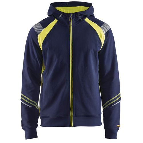 Sweat Zippé à Capuche Marine/jaune Fluorescent Taille Xl