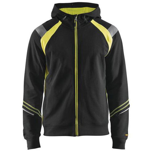 Sweat Zippé à Capuche Noir/jaune Fluorescent Taille Xl