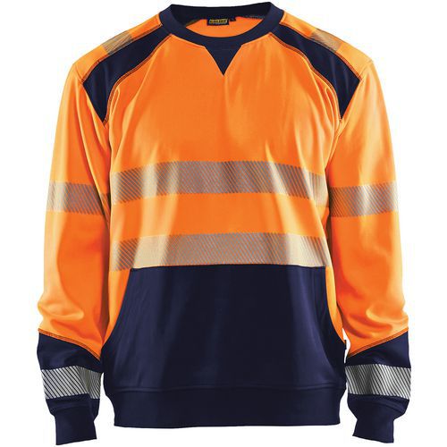 Sweat Haute-visibilité Orange Fluorescent/marine Taille L