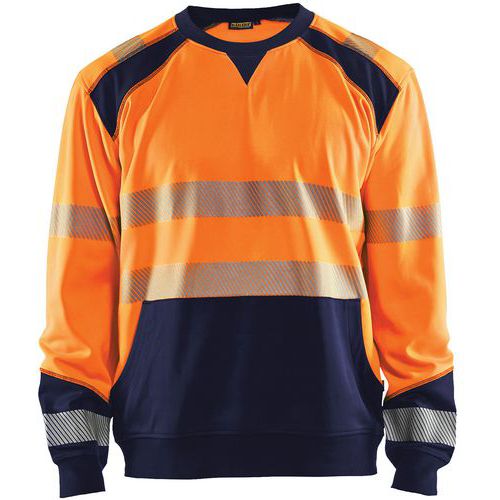 Sweat Haute-visibilité Orange Fluorescent/marine Taille M