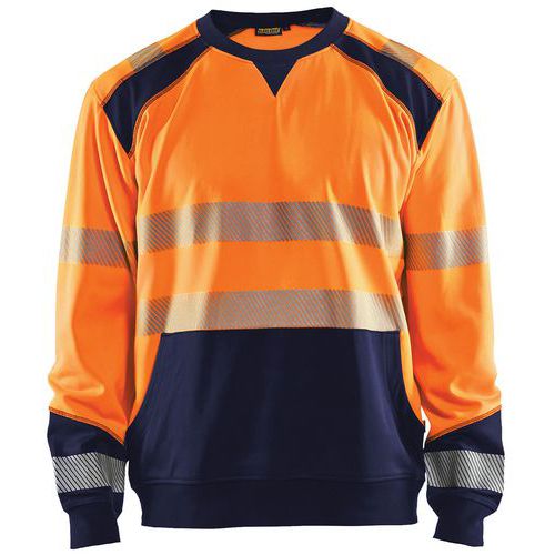 Sweat Haute-visibilité Orange Fluorescent/marine Taille S