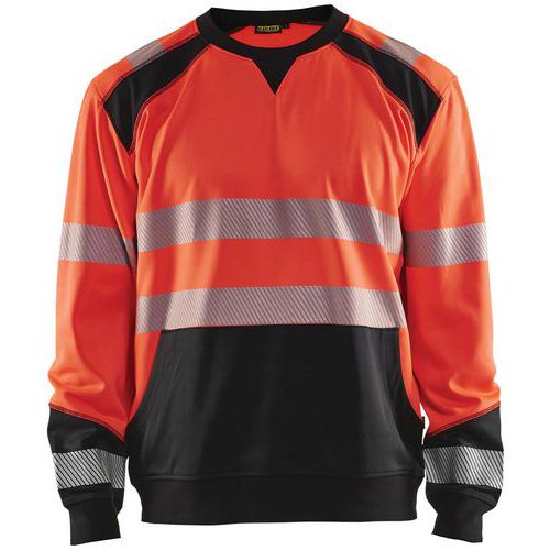 Sweat Haute-visibilité Rouge Fluorescent/noir Taille M
