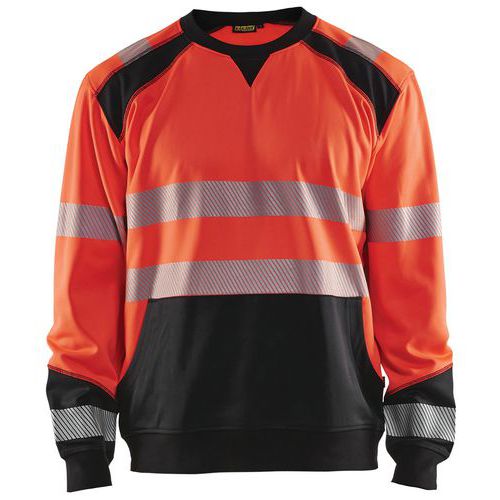 Sweat Haute-visibilité Rouge Fluorescent/noir Taille S
