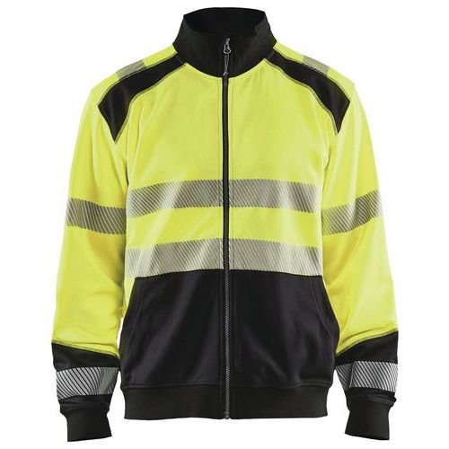 Sweat Zippé Haute-visibilité Jaune Fluorescent/noir Taille M