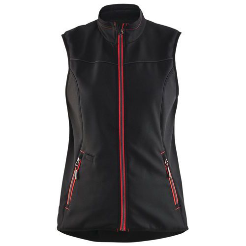 Gilet sans manche softshell femme noir/rouge