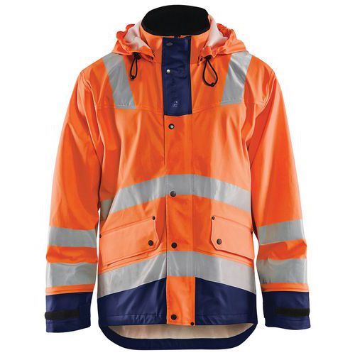 Veste De Pluie Niveau 2 Orange Fluorescent/marine Taille L - Unisexe