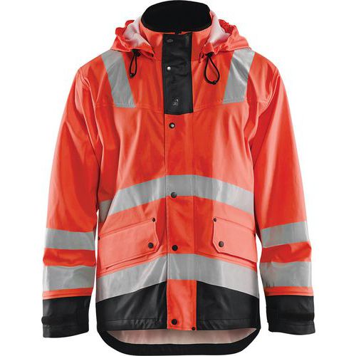 Veste De Pluie Niveau 2 Rouge Fluorescent/noir Taille L