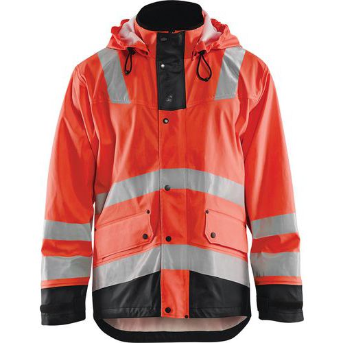 Veste De Pluie Niveau 2 Rouge Fluorescent/noir Taille M