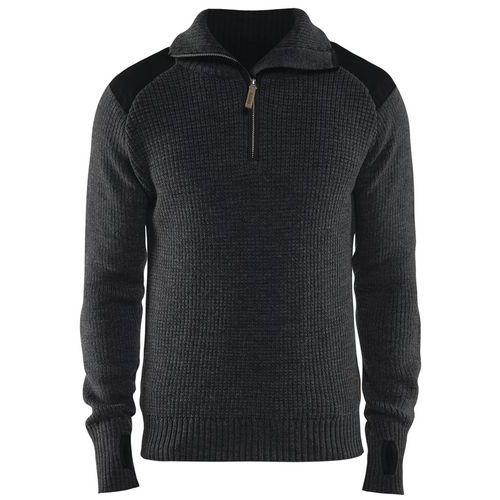 Sweat En Laine Col Zippé Gris Foncé/noir Taille Xxl
