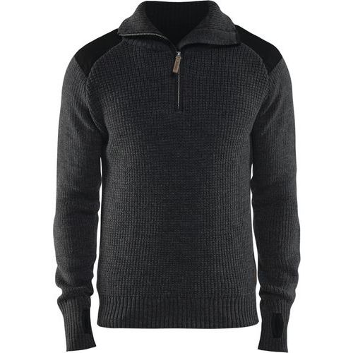 Sweat En Laine Col Zippé Gris Foncé/noir Taille Xxxl