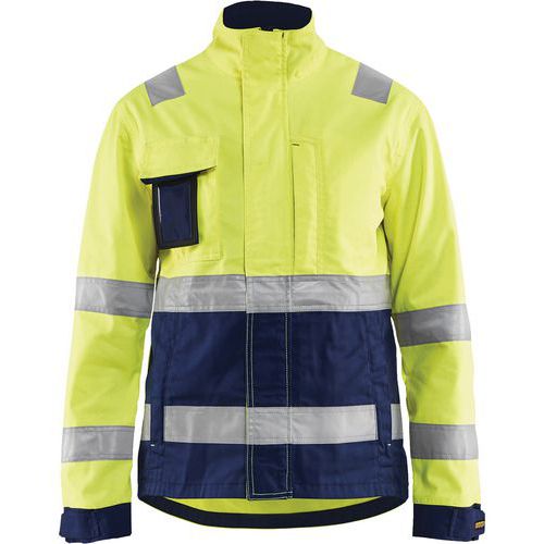 Veste haute visibilité femme jaune fluorescent/marine