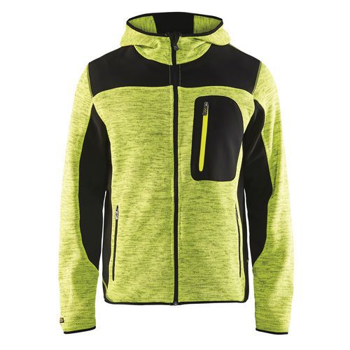 Veste De Travail Tricotée à Capuche Jaune Fluorescent/noir Taille M