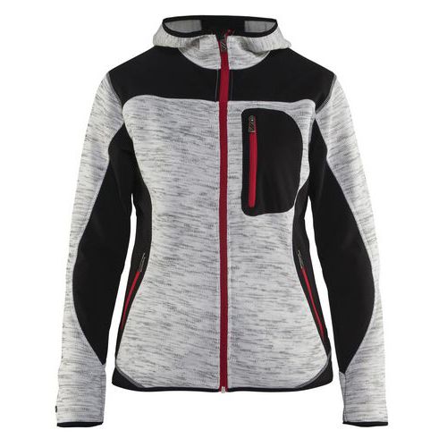 Veste De Travail Tricotée à Capuche Femme Gris Chiné/noir Taille Xxxl