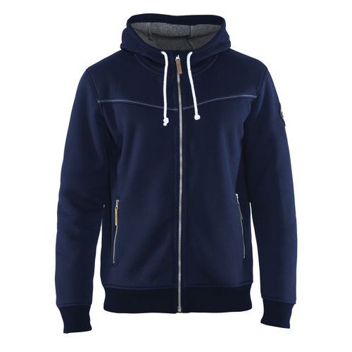 Sweat Zippé à Capuche Doublure Thermique Marine Taille 4xl