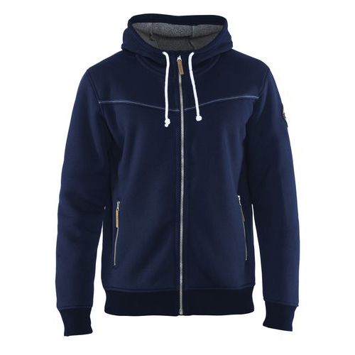 Sweat Zippé à Capuche Doublure Thermique Marine Taille L