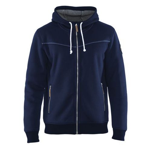 Sweat Zippé à Capuche Doublure Thermique Marine Taille S