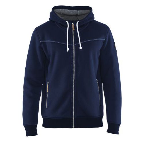 Sweat Zippé à Capuche Doublure Thermique Marine Taille Xl
