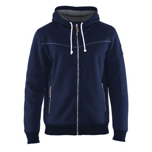 Sweat Zippé à Capuche Doublure Thermique Marine Taille Xxxl