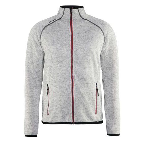 Veste De Travail Tricotée Gris Chiné/rouge Taille S