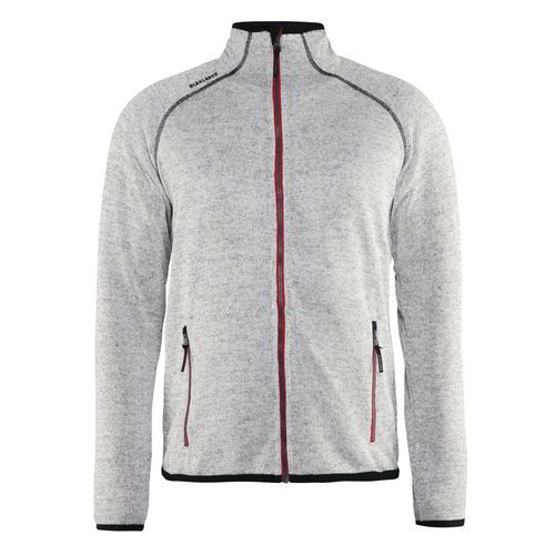 Veste De Travail Tricotée Gris Chiné/rouge Taille Xs
