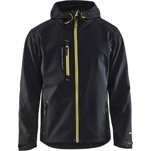 Veste Softshell à Capuche Noir/jaune Fluorescent Taille S