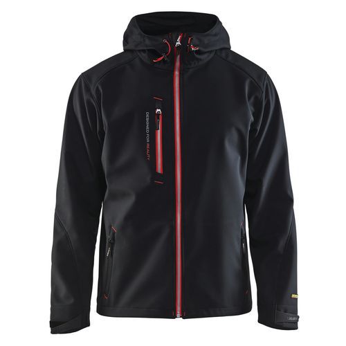 Veste Softshell à Capuche Noir/rouge Taille Xs