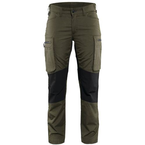 Pantalon De Travail Services Stretch Femme Vert Olive/noir Taille 32