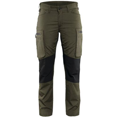 Pantalon De Travail Services Stretch Femme Vert Olive/noir Taille 34