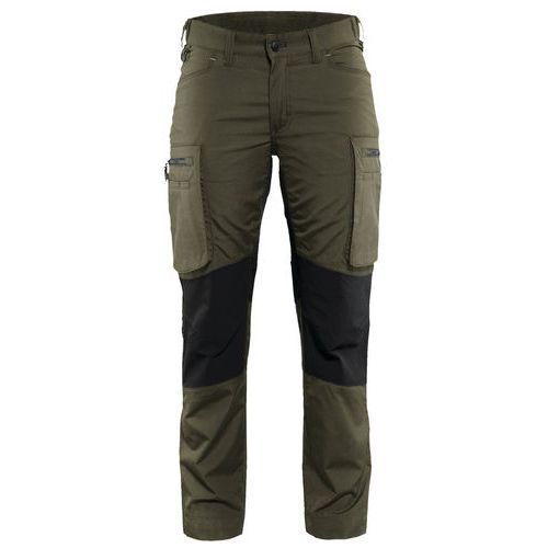 Pantalon De Travail Services Stretch Femme Vert Olive/noir Taille 38