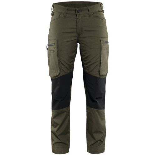 Pantalon De Travail Services Stretch Femme Vert Olive/noir Taille 42