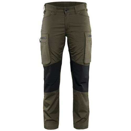 Pantalon De Travail Services Stretch Femme Vert Olive/noir Taille 44
