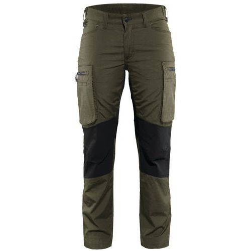 Pantalon De Travail Services Stretch Femme Vert Olive/noir Taille 50