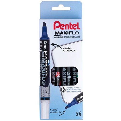 Pochette 4 Marqueurs Pointe Biseautée Maxiflo