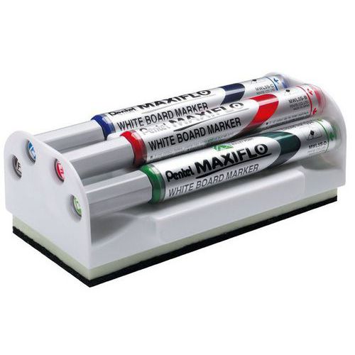 Brosse à tableau blanc magnétique avec 4 markers MAXIFLO PENTEL thumbnail image 1