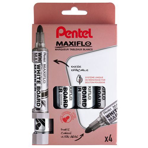 Etui 4 Marqueurs Maxiflo Pointe Ogive Ultra Large Assortis