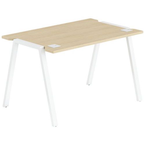 Bureau Gary 100 X 70 Cm Pied Blanc Plateau Chêne Clair