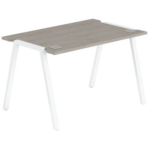 Bureau Gary 120 X 70 Cm Pied Blanc Plateau Chêne Gris