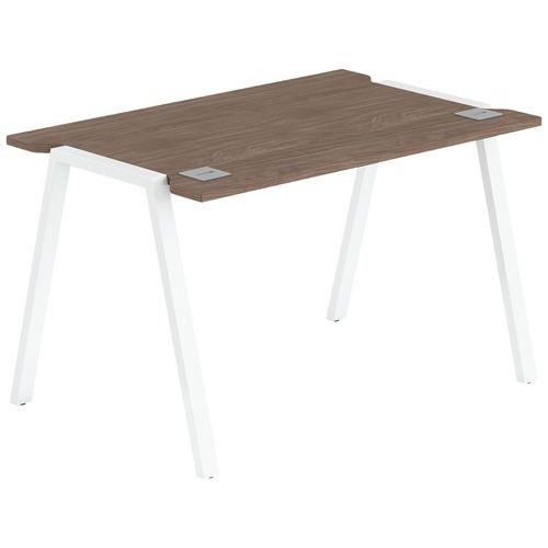Bureau Gary 140 X 70 Cm Pied Blanc Plateau Noyer
