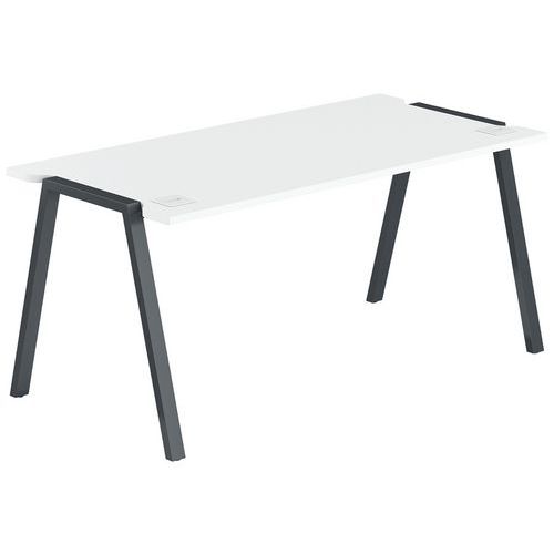 Bureau Gary 160 X 70 Cm Pied Anthracite Plateau Blanc