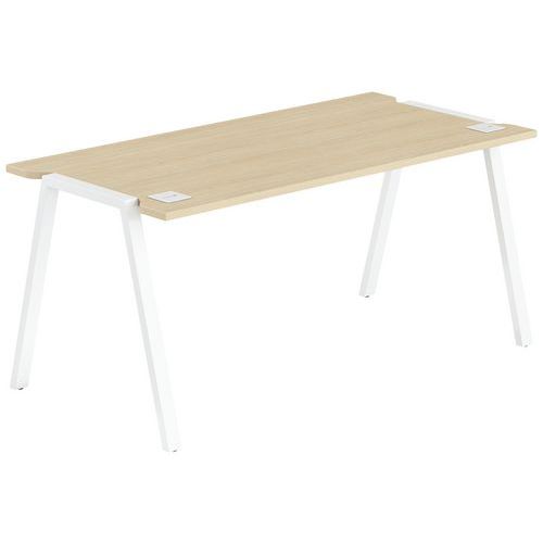 Bureau Gary 160 X 70 Cm Pied Blanc Plateau Chêne Clair